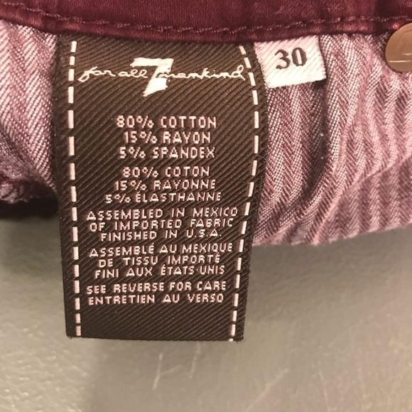 7 for all Mankind The slim Cigarette plum purple skinny denim jeans size 30 - Picture 5 of 12